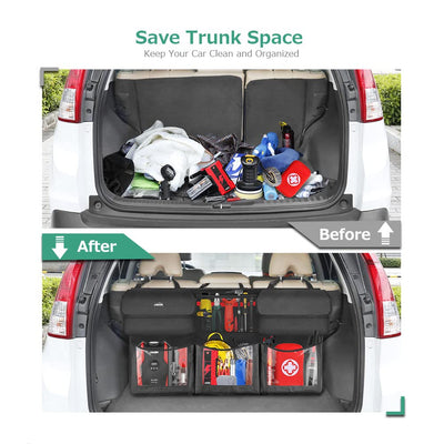 Oasser Back Seat Trunk Organizer Foldable Cargo Storage With Pockets