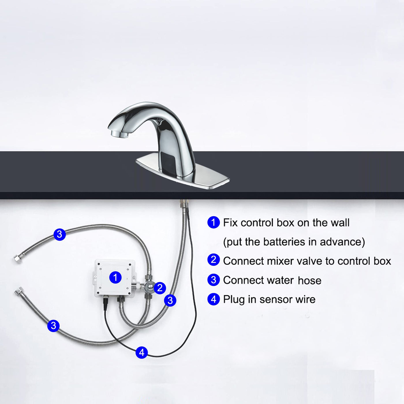 Automatic Sensor Touchless Bathroom Sink Faucet For Commercial Use