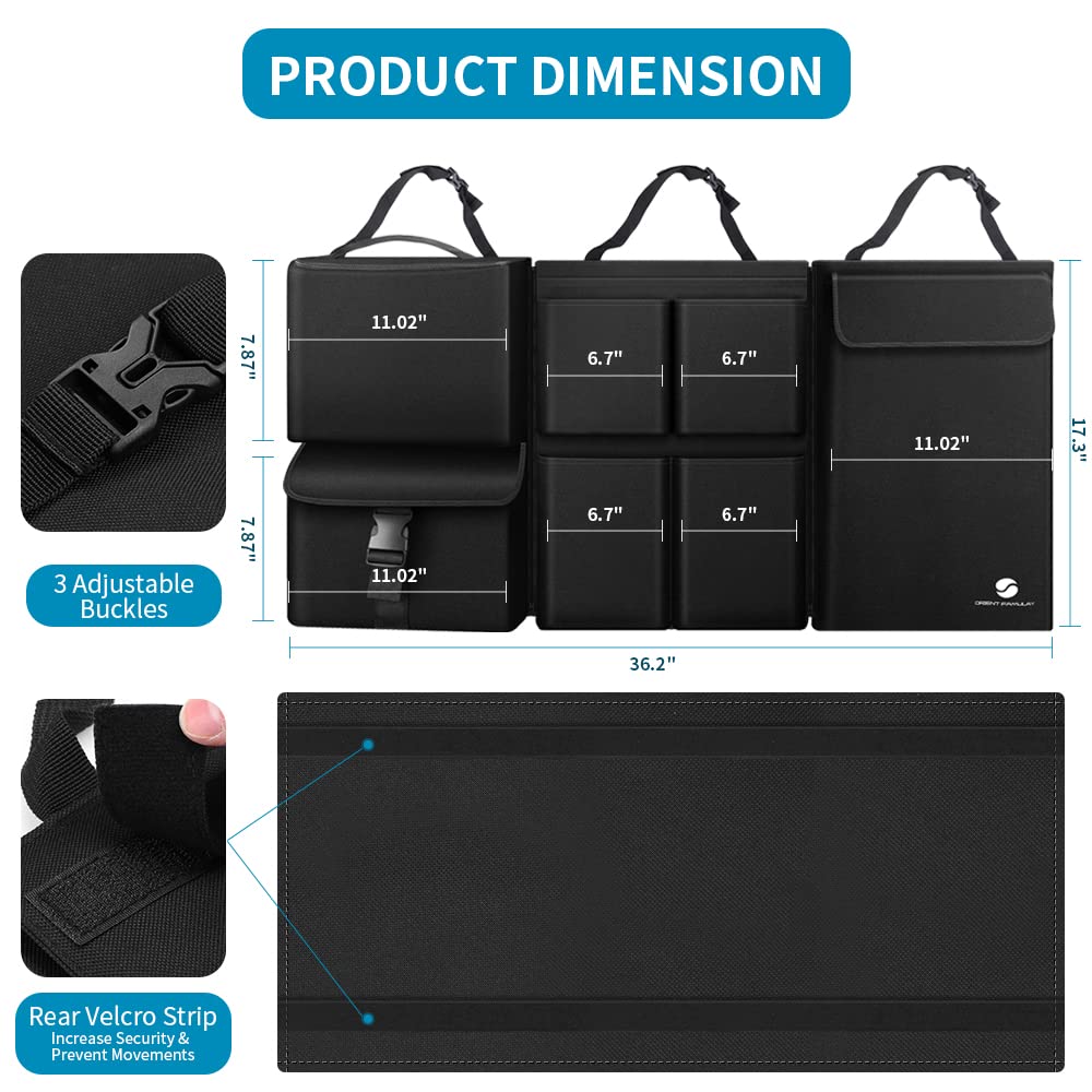 Car Trunk Organizer With Cooler Waterproof Hanging Large Storage Pockets