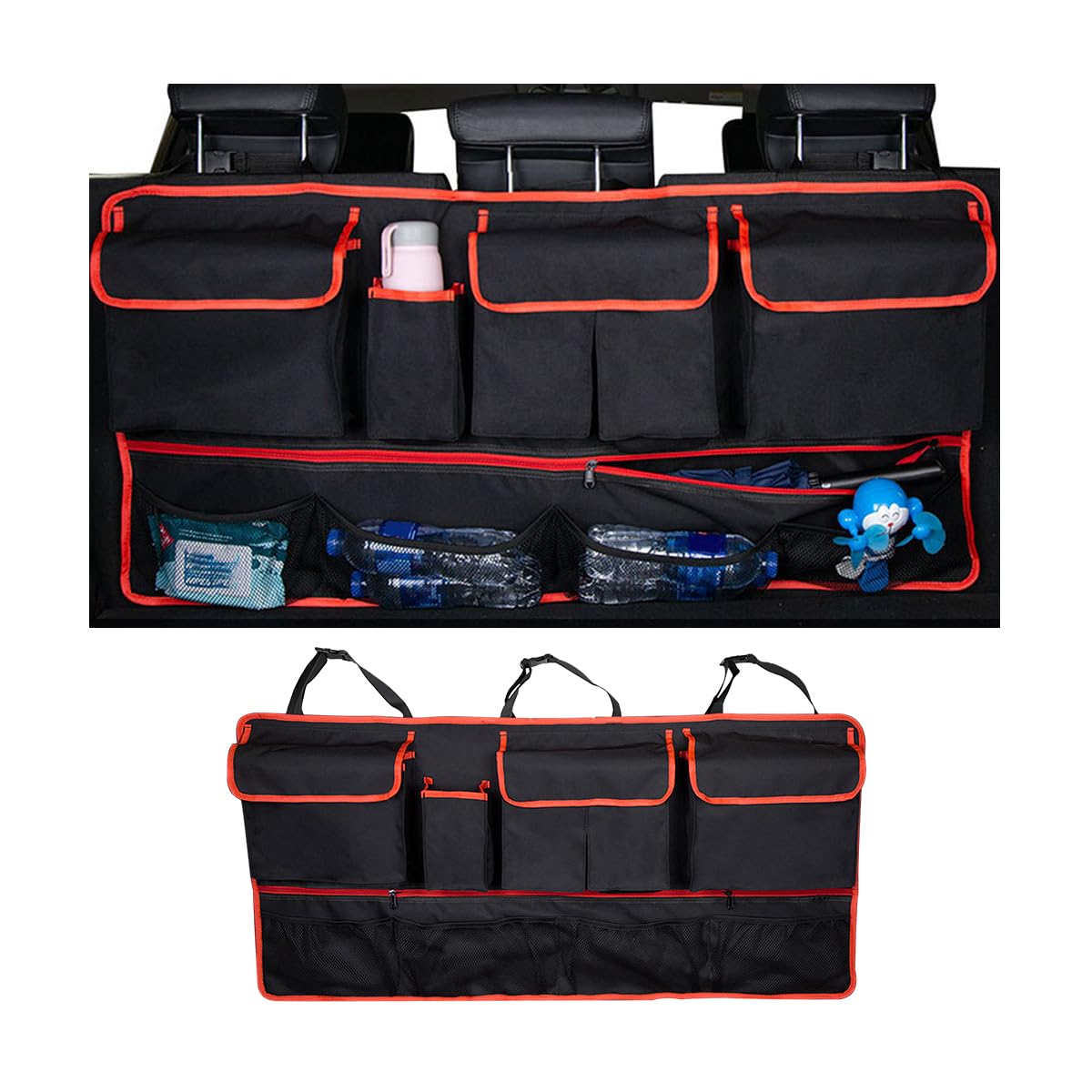 Mandark Car Trunk Organizer With Large Capacity And Elastic Net Storage