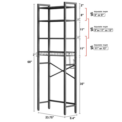 Over The Toilet Storage Rack 4 Tier Adjustable Bathroom Organizer Shelf