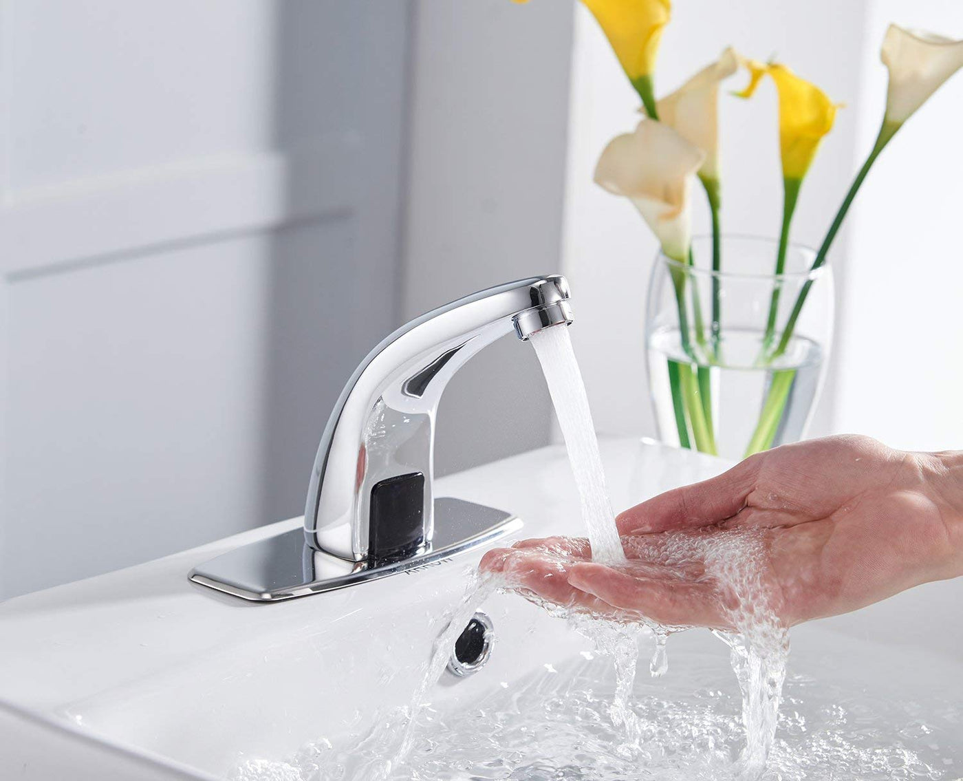 Automatic Sensor Bathroom Faucet Touchless With Hole Cover Plate