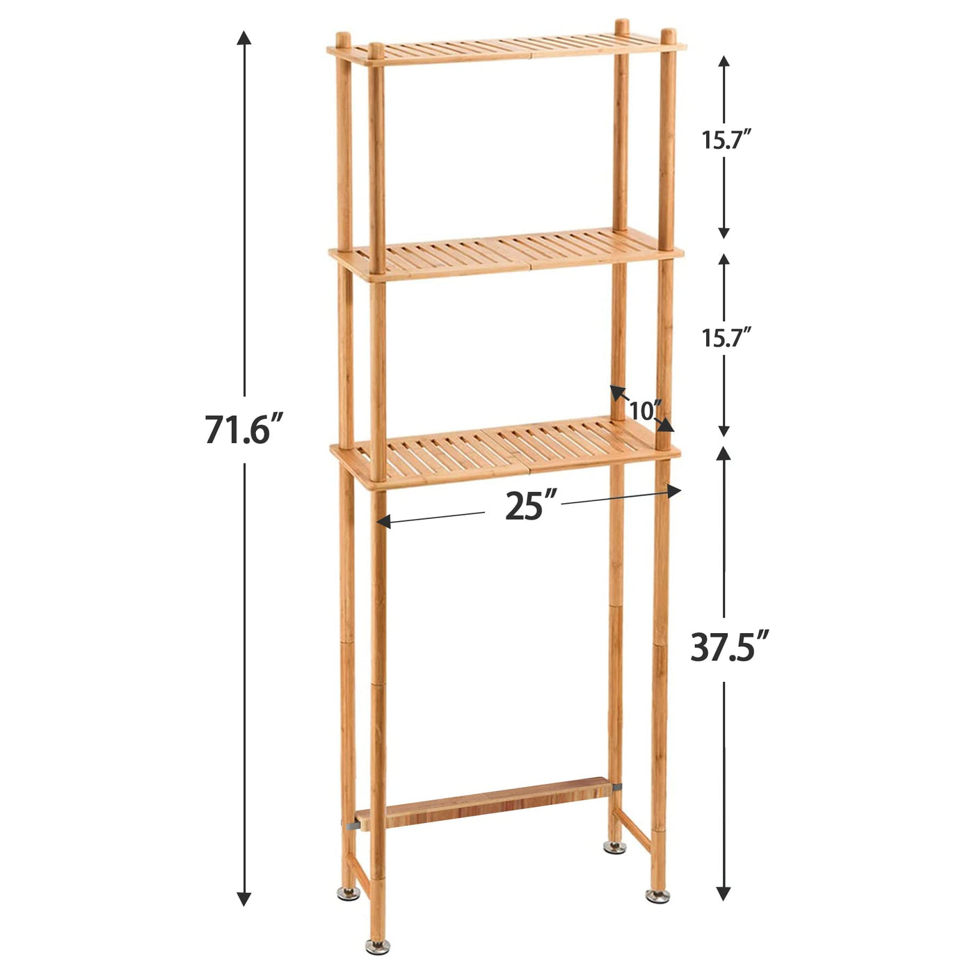 AmazerBath Bamboo Over The Toilet Storage Shelf 3-Tier Organizer Rack