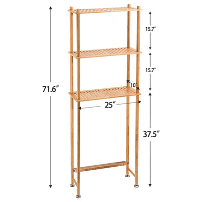 AmazerBath Bamboo Over The Toilet Storage Shelf 3-Tier Organizer Rack