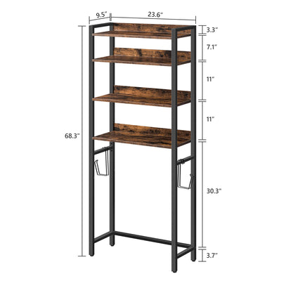 MAHANCRIS 4 Tier Over The Toilet Storage Rack Bathroom Organizer With Hooks