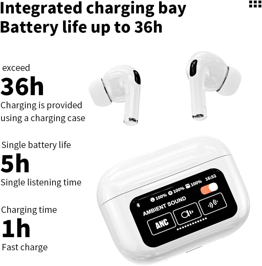Wireless Earbuds With Touchscreen Control And Visible Display
