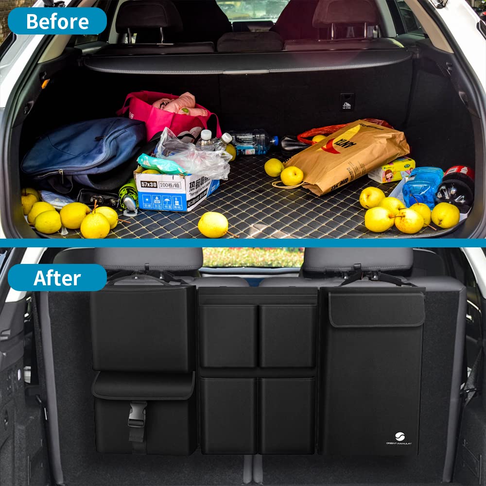 Car Trunk Organizer With Cooler Waterproof Hanging Large Storage Pockets