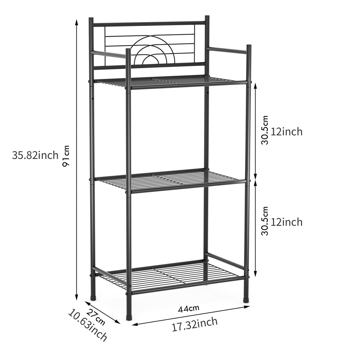 3-Tier Freestanding Storage Shelves Heavy Duty Metal Organizer