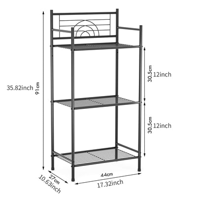 3-Tier Freestanding Storage Shelves Heavy Duty Metal Organizer