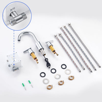 Touchless Bathroom Faucet With Automatic Sensor And Dual Handles