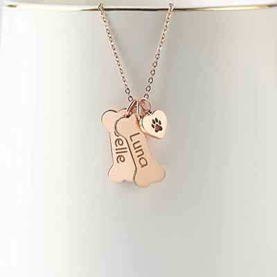 Dog Bone Necklace With Paw Print Pendant For Dog Lovers