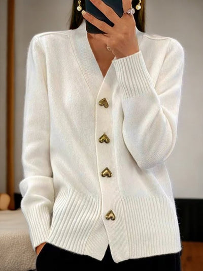 Women's Wool Cardigan Buttoned Casual Plain Yarn Winter Sweater