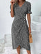 Women Casual Floral Wrap Dress Elegant Summer Style