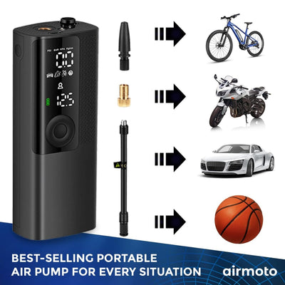 Airmoto Portable Tire Inflator Air Compressor With Pressure Gauge