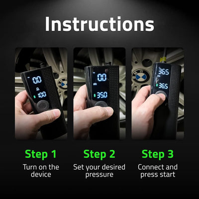 Airmoto Portable Tire Inflator Air Compressor With Pressure Gauge