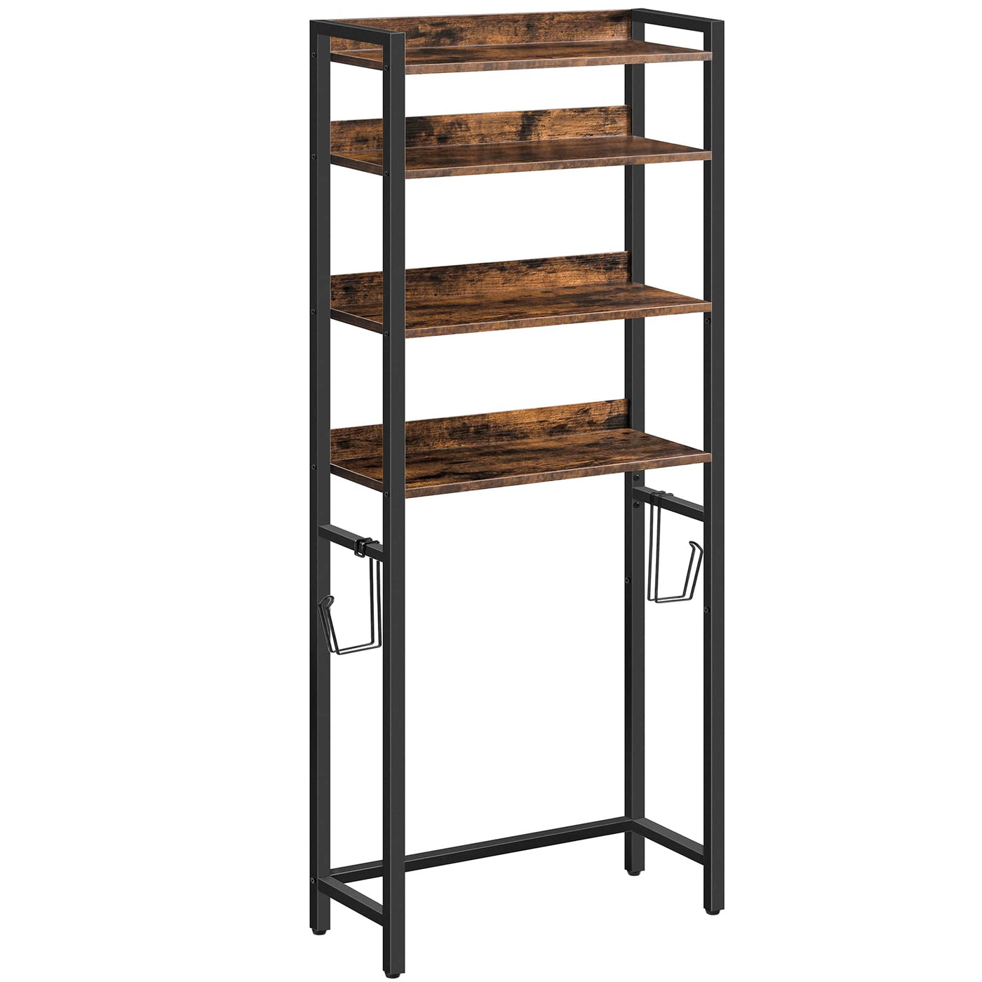 MAHANCRIS 4 Tier Over The Toilet Storage Rack Bathroom Organizer With Hooks