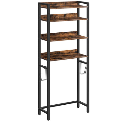 MAHANCRIS 4 Tier Over The Toilet Storage Rack Bathroom Organizer With Hooks