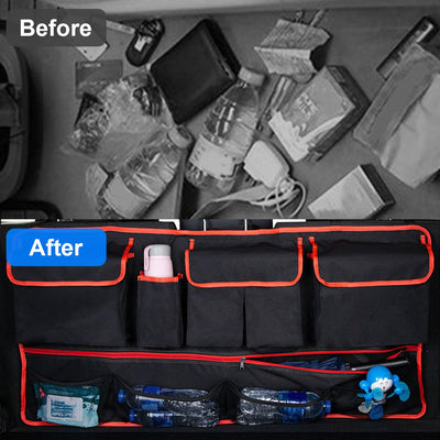 Mandark Car Trunk Organizer With Large Capacity And Elastic Net Storage