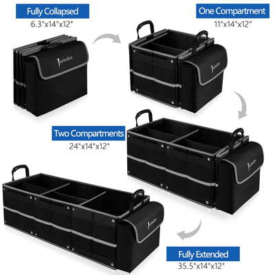 Car Trunk Organizer With Insulated Cooler Bag And 3 Compartments