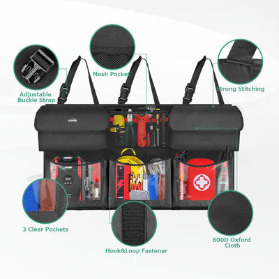 Oasser Back Seat Trunk Organizer Foldable Cargo Storage With Pockets