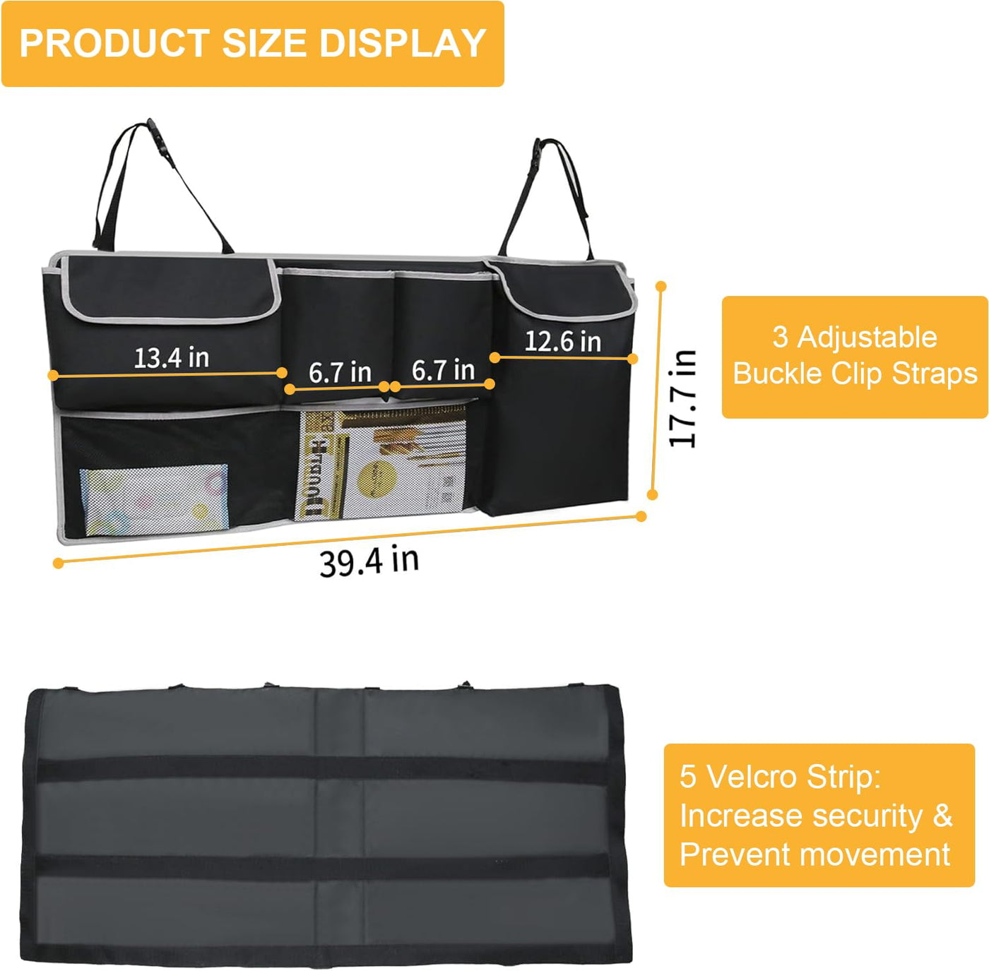 UYYE Car Trunk Organizer With 4 Pockets And 2 Mesh Pouches