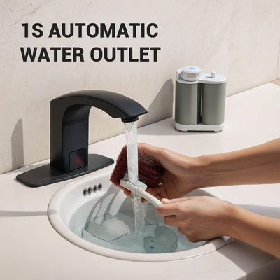 Touchless Bathroom Sink Faucet Black Single Hole Automatic Sensor