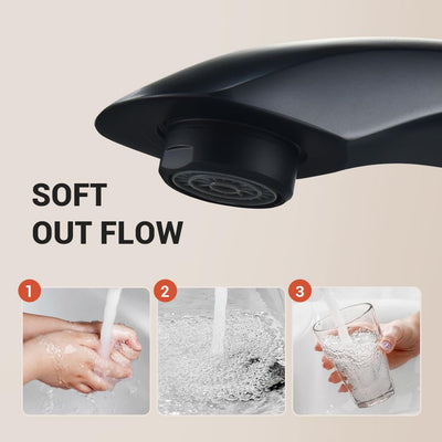 Touchless Bathroom Sink Faucet Black Single Hole Automatic Sensor