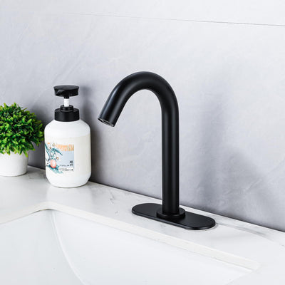 Touchless Bathroom Faucet Matte Black Automatic Sensor Sink Vanity