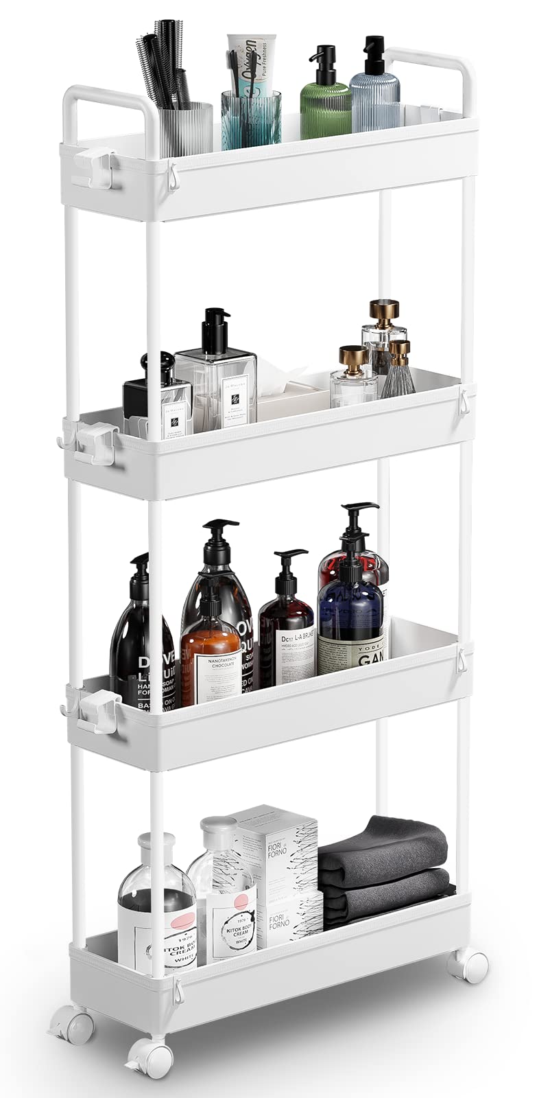 Bathroom Organizer Mobile Shelving Unit With Rolling Utility Cart