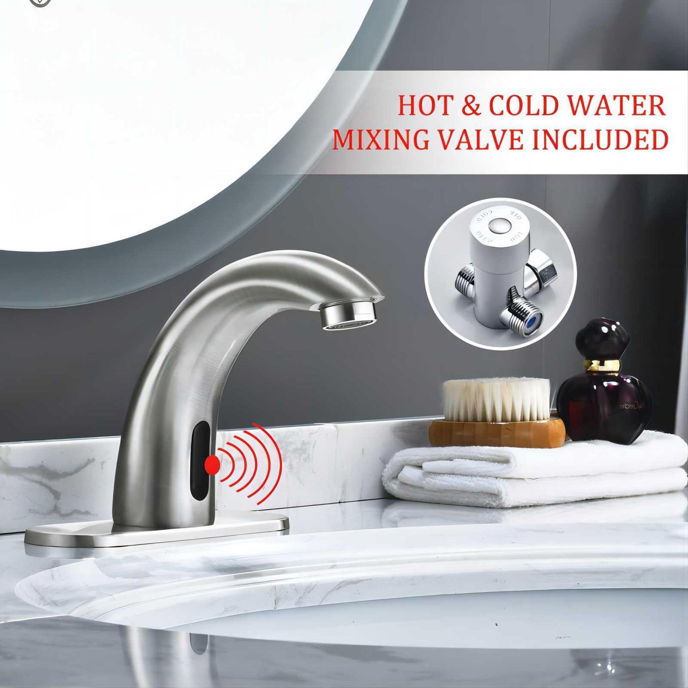 Touchless Bathroom Sink Faucet With Automatic Motion Sensor Control