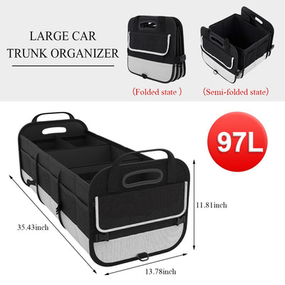 Large Car Trunk Organizer 95L Stretchable Storage With Divided Compartments