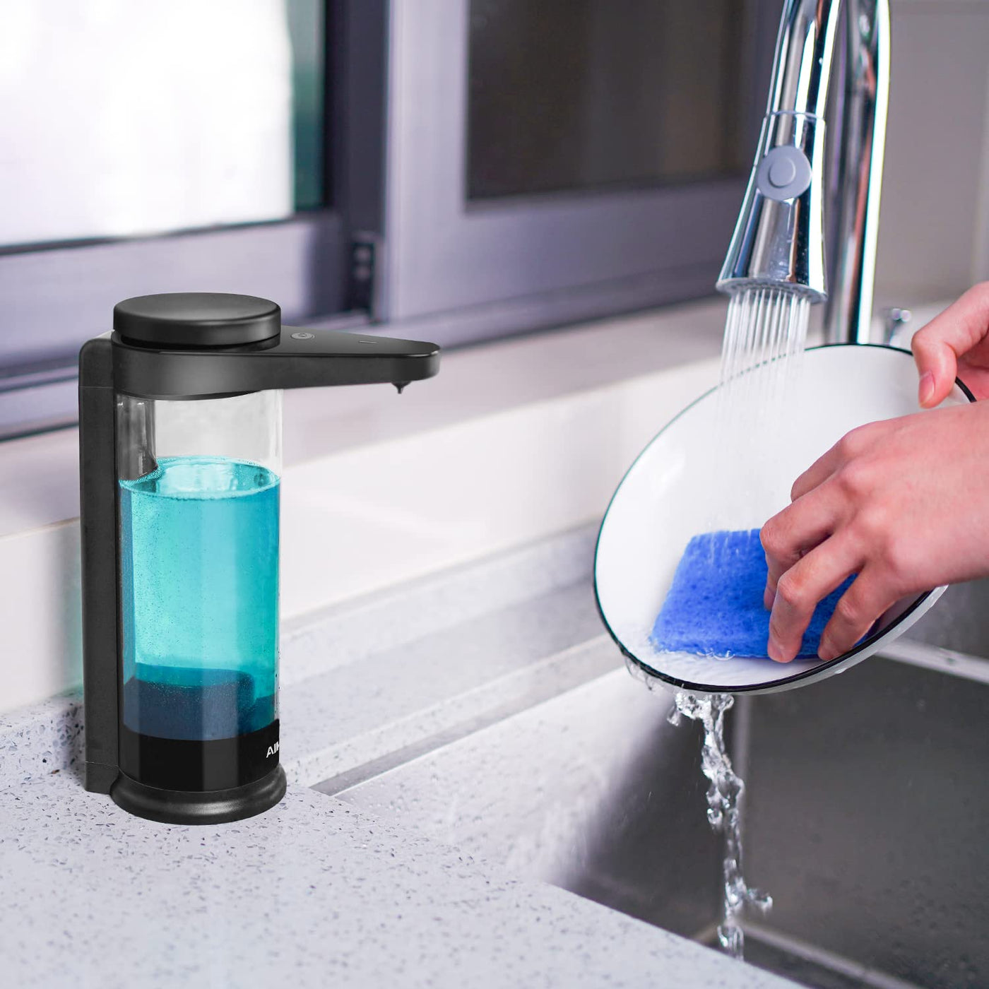 Automatic Liquid Soap Dispenser Rechargeable Touch-Free Kitchen Use