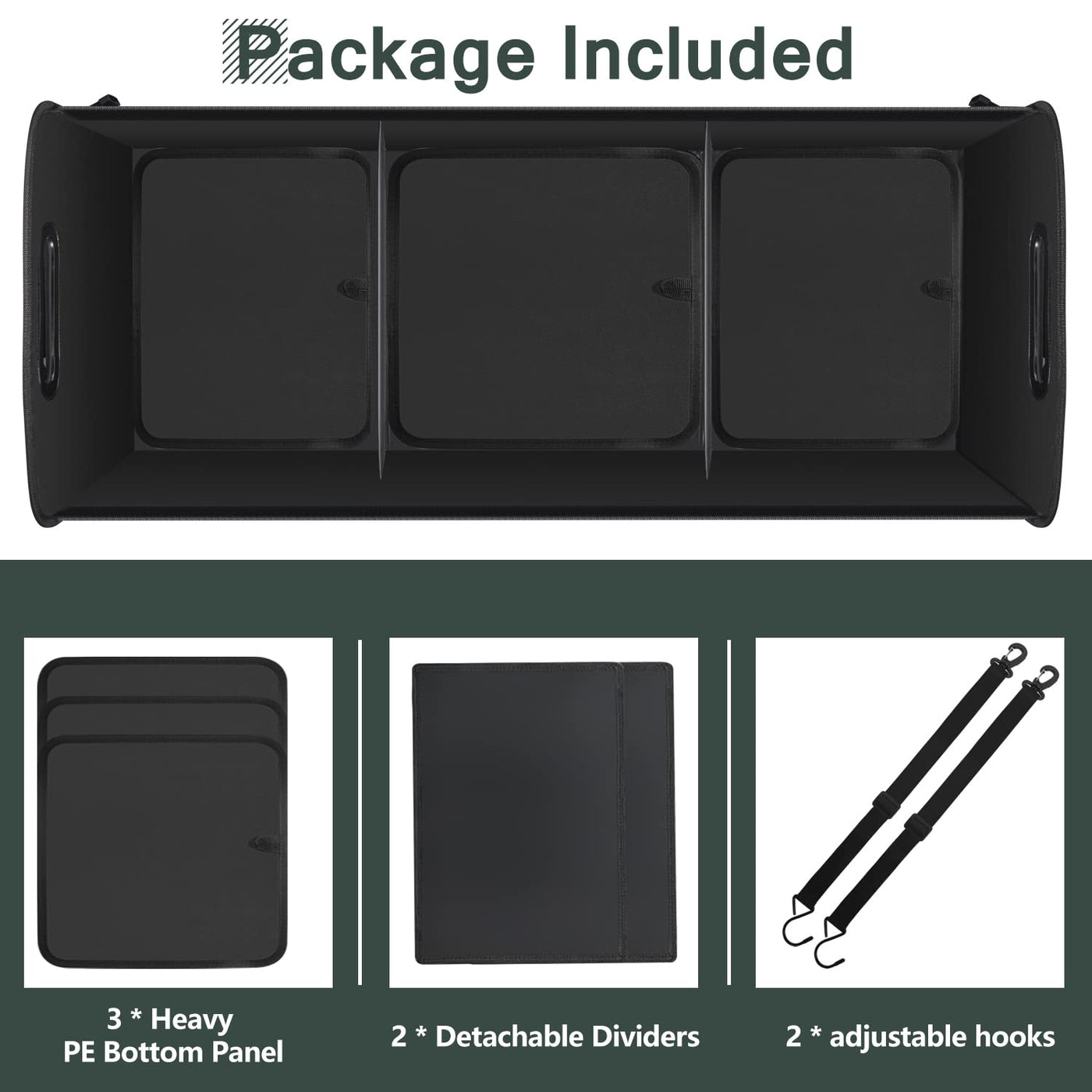 AOPHY Car Trunk Organizer Large Capacity Non Slip Bottom Strips
