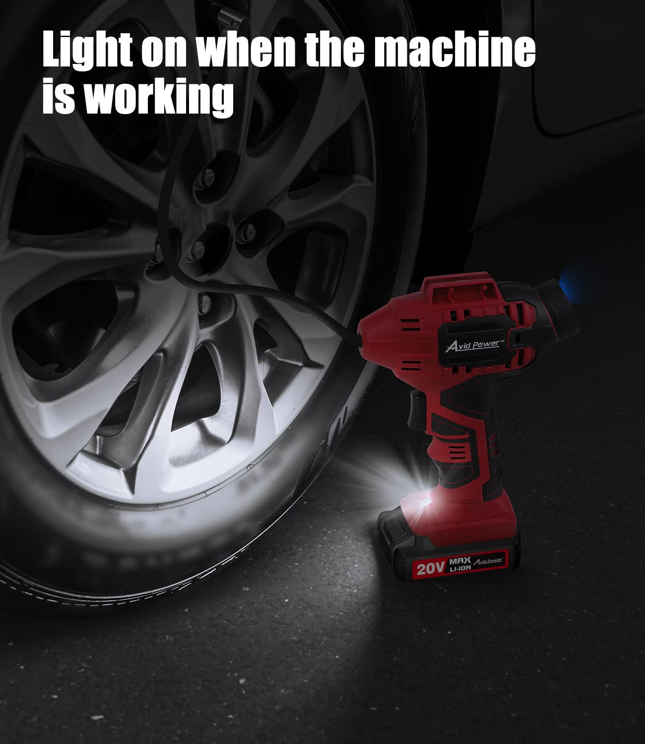 AVID POWER Portable Tire Inflator Cordless 20V Rechargeable Pump