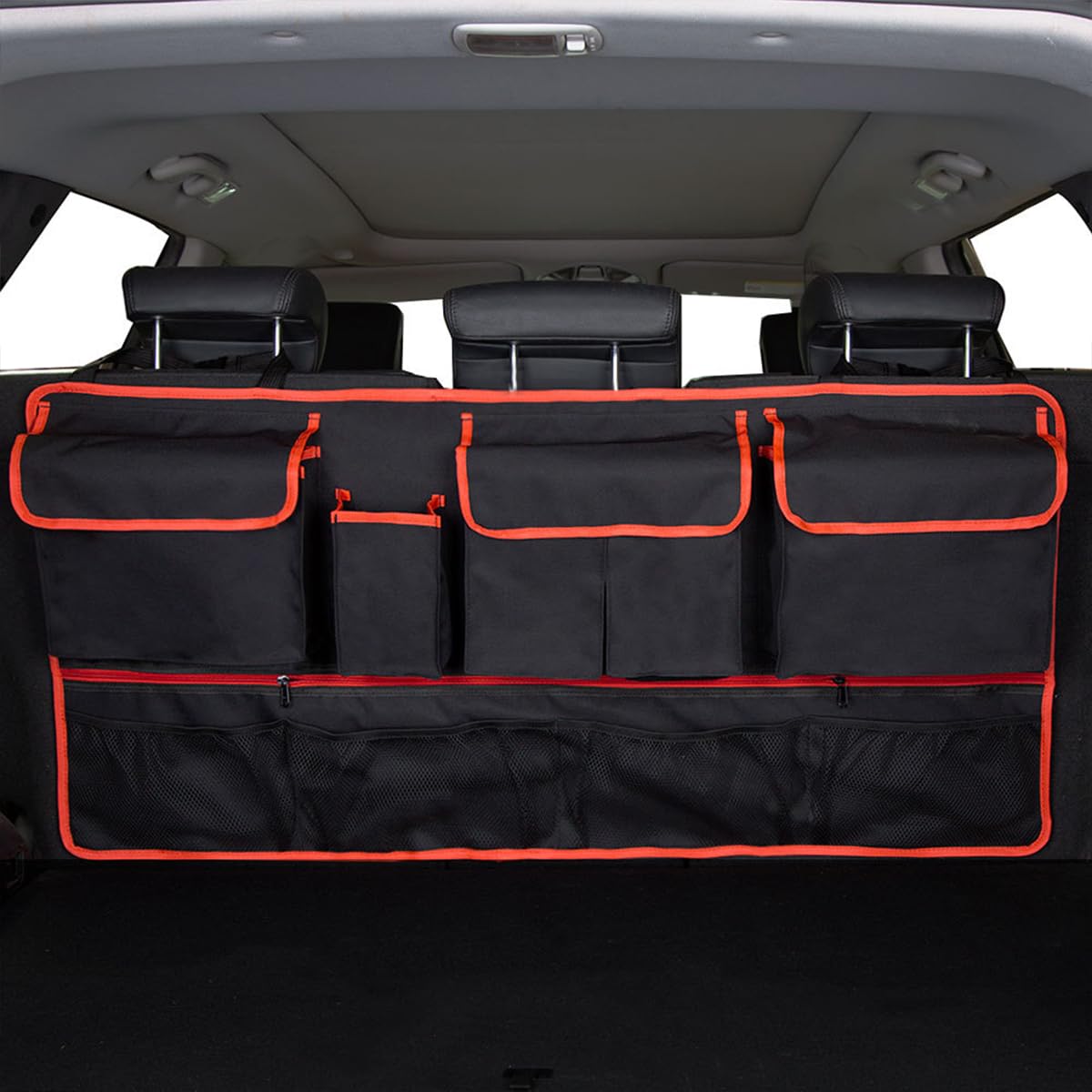 Mandark Car Trunk Organizer With Large Capacity And Elastic Net Storage