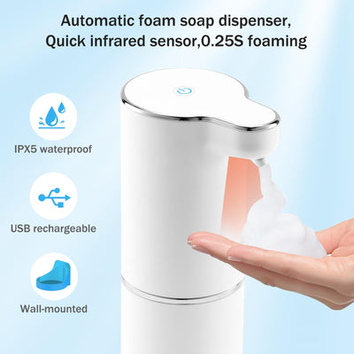 Automatic Foam Soap Dispenser Rechargeable Touchless Wall Mount