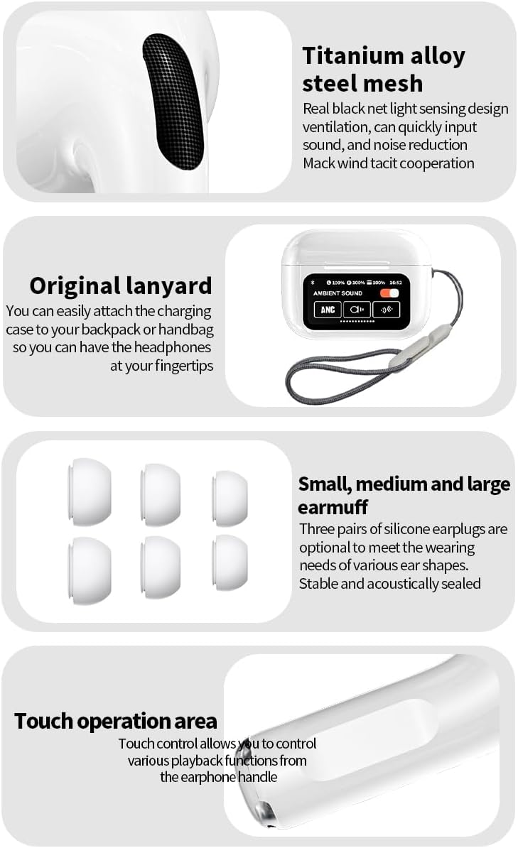 Wireless Earbuds With Touchscreen Control And Visible Display