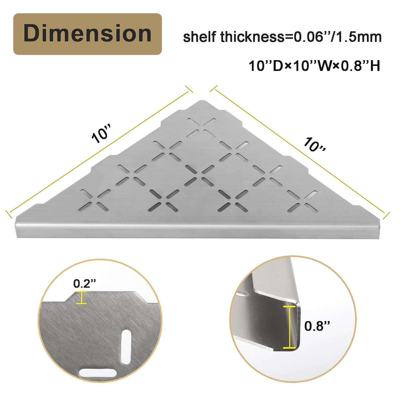 Corner Shower Shelf Recessed Bathroom Tile Wall Organizer Rack