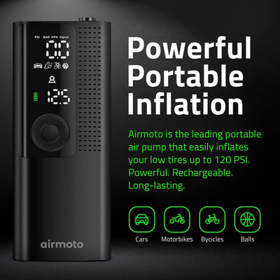 Airmoto Portable Tire Inflator Air Compressor With Pressure Gauge