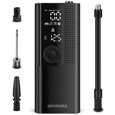 Airmoto Portable Tire Inflator Air Compressor With Pressure Gauge