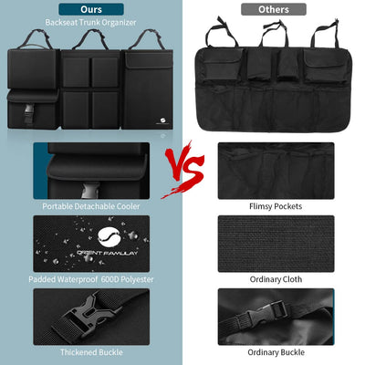 Car Trunk Organizer With Cooler Waterproof Hanging Large Storage Pockets