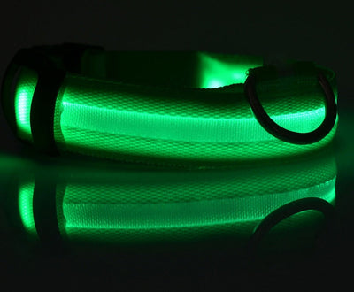 Nylon LED Dog Collar Adjustable Luminous Safety Glow Night Light