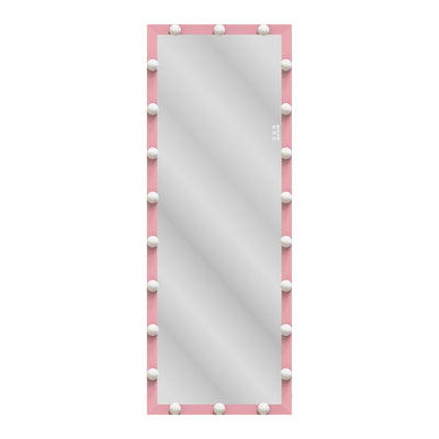 Pink Hollywood Full-Body Vanity Mirror With 3 Color Modes And Touch Control
