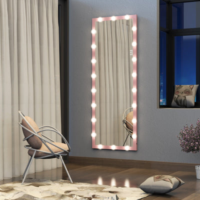 Pink Hollywood Full-Body Vanity Mirror With 3 Color Modes And Touch Control