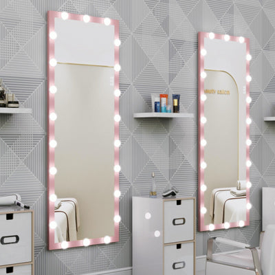 Pink Hollywood Full-Body Vanity Mirror With 3 Color Modes And Touch Control