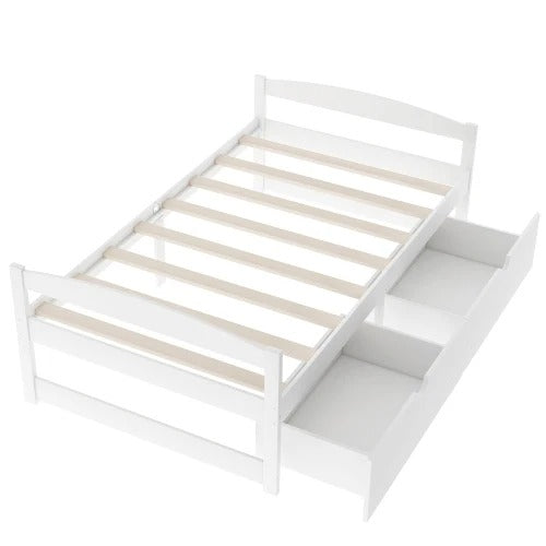 Twin Size Platform Bed With Storage Drawers For Bedroom