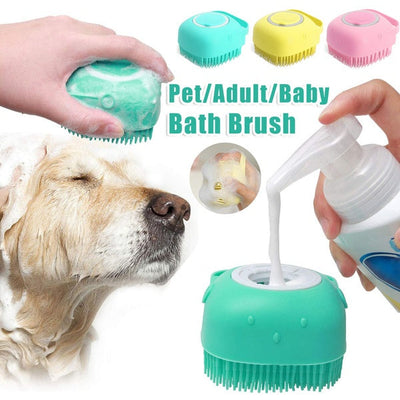 Silicone Dog Grooming Brush Bath Massage Gloves Shampoo Dispenser