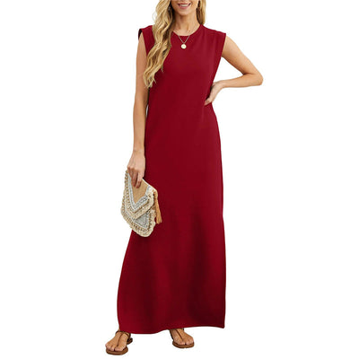 Women Loose Split Hem Long Dress Wrinkle-Free Comfortable Style