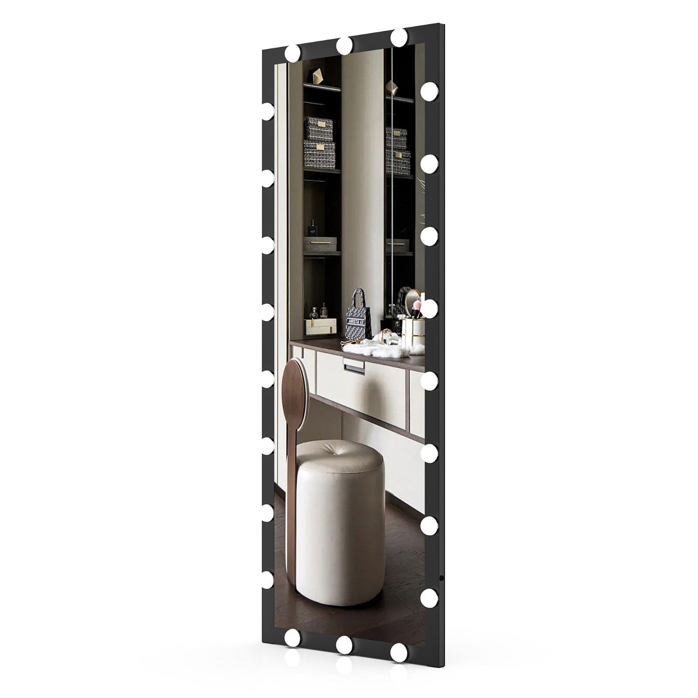Illuminated Full-body Makeup Mirror With Touchscreen And Three Color Modes