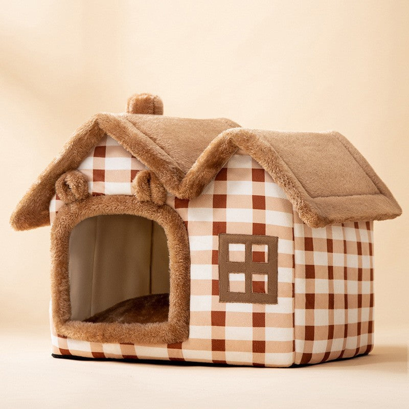Foldable Dog House Warm Removable Nest Enclosed Pet Bed Sofa